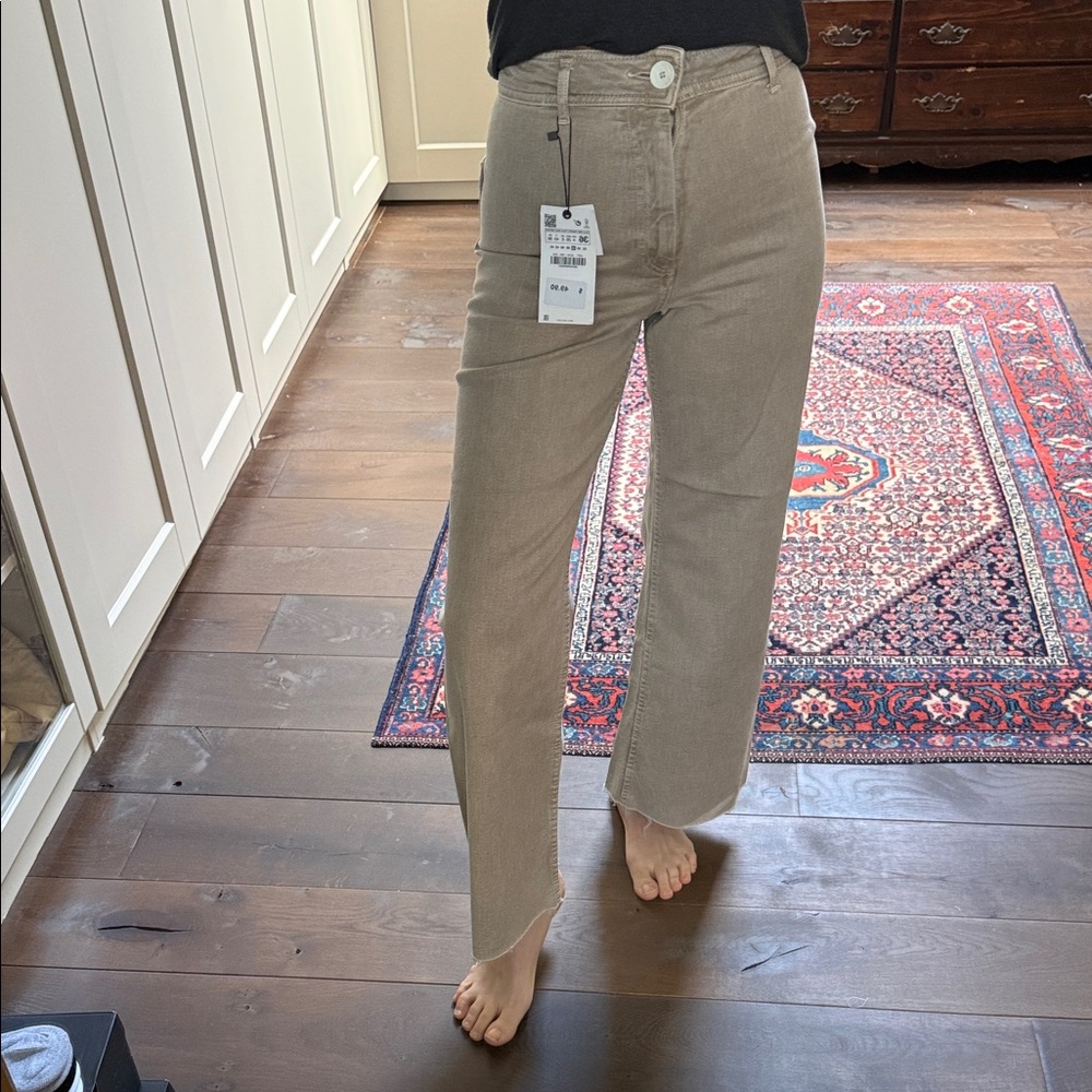 Women's Tan Jeans, The Marine Straight from Zara